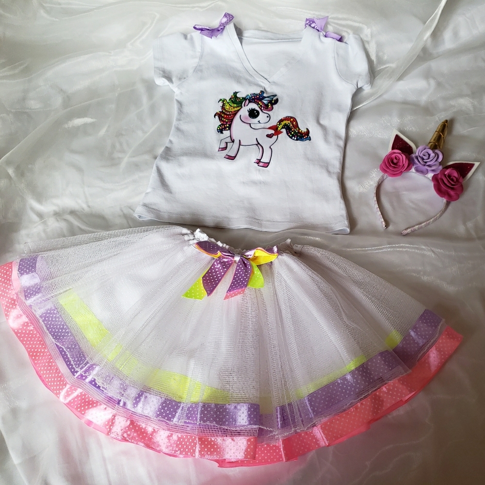 Unicorn Birthday Tutu Outfit , 2 pc set.